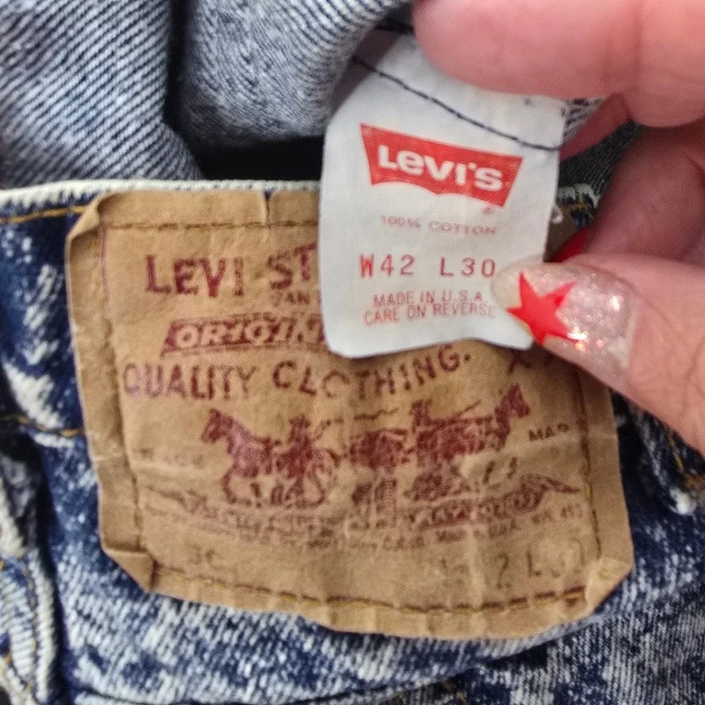 Vintage Levis 512 Acid Wash Jeans Mens 42x30 Slim Tapered Leg Made in USA 80s90s